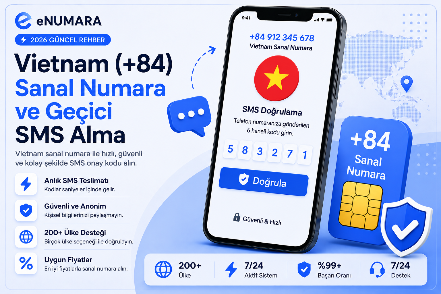 Vietnam (+84) Sanal Numara ve Geçici SMS Alma