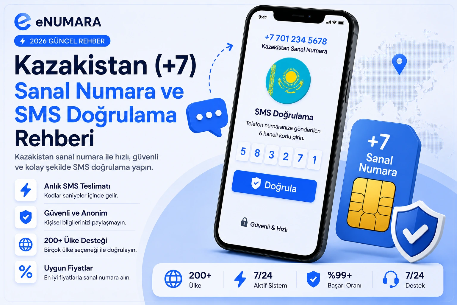 Kazakistan (+7) Sanal Numara ve SMS Doğrulama Rehberi