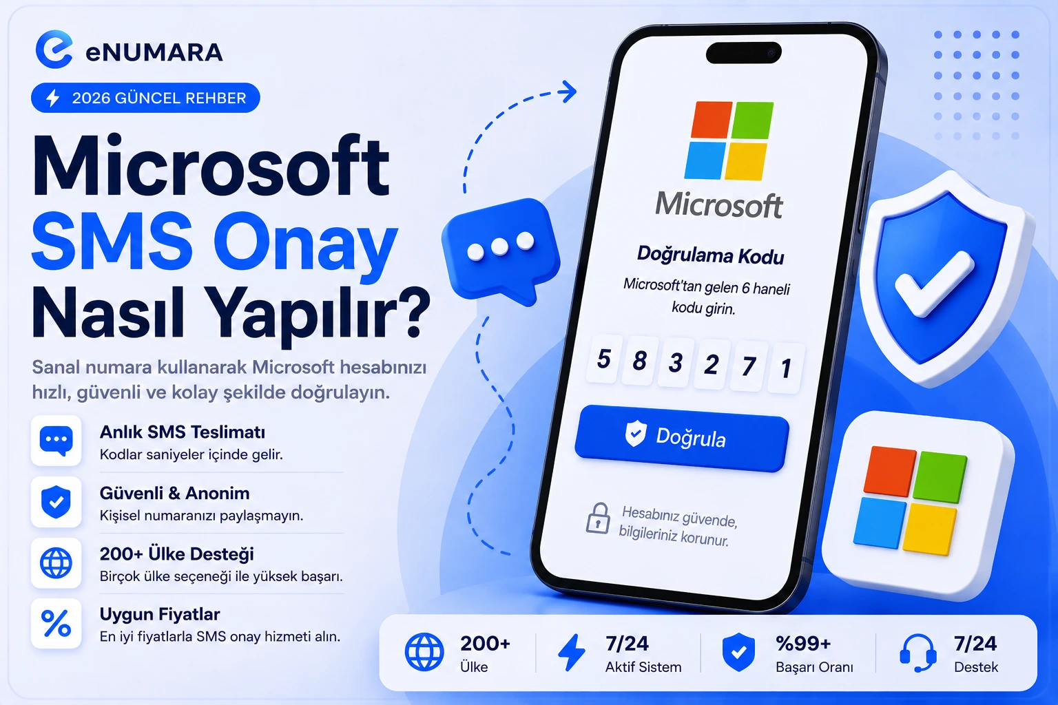 Microsoft ve Outlook için Sanal Numara ile SMS Doğrulama